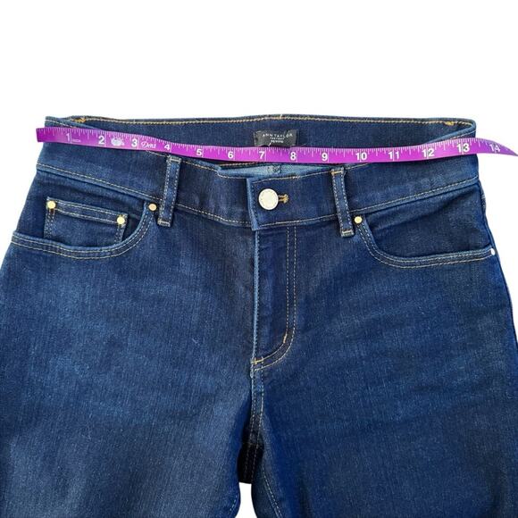 Ann Taylor Petite Jeans Women's size 2P 2 petite Blue Gold Snap Straight Preppy - Picture 6 of 11